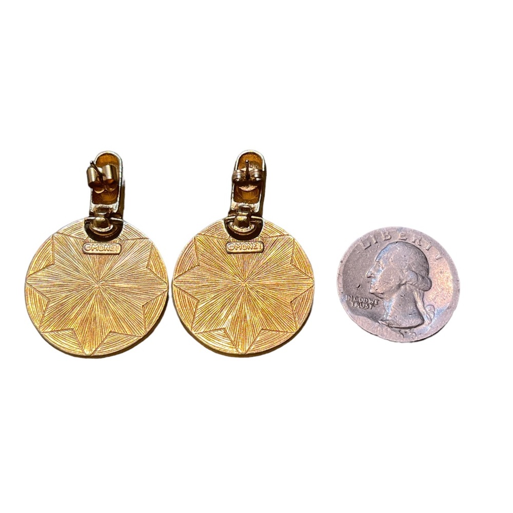 Monet Gold and Black Drop Earrings - Picture 2 of 2